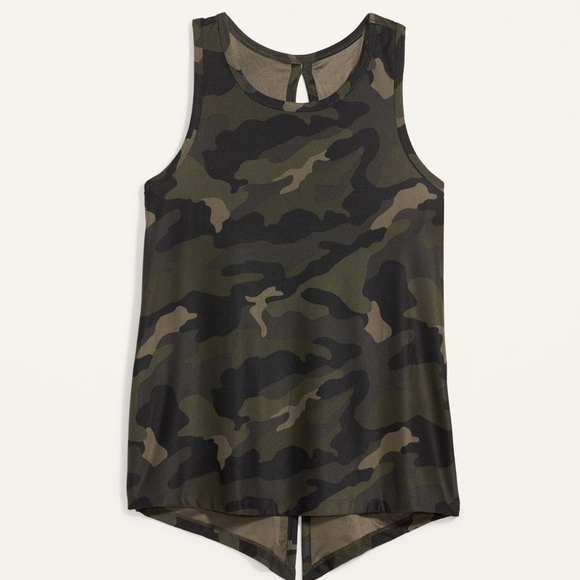 Old Navy Green Brown Asymmetrical Sleeveless Tank Top - Picture 3 of 5